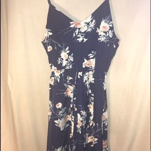 Floral Navy Mid Length Dress